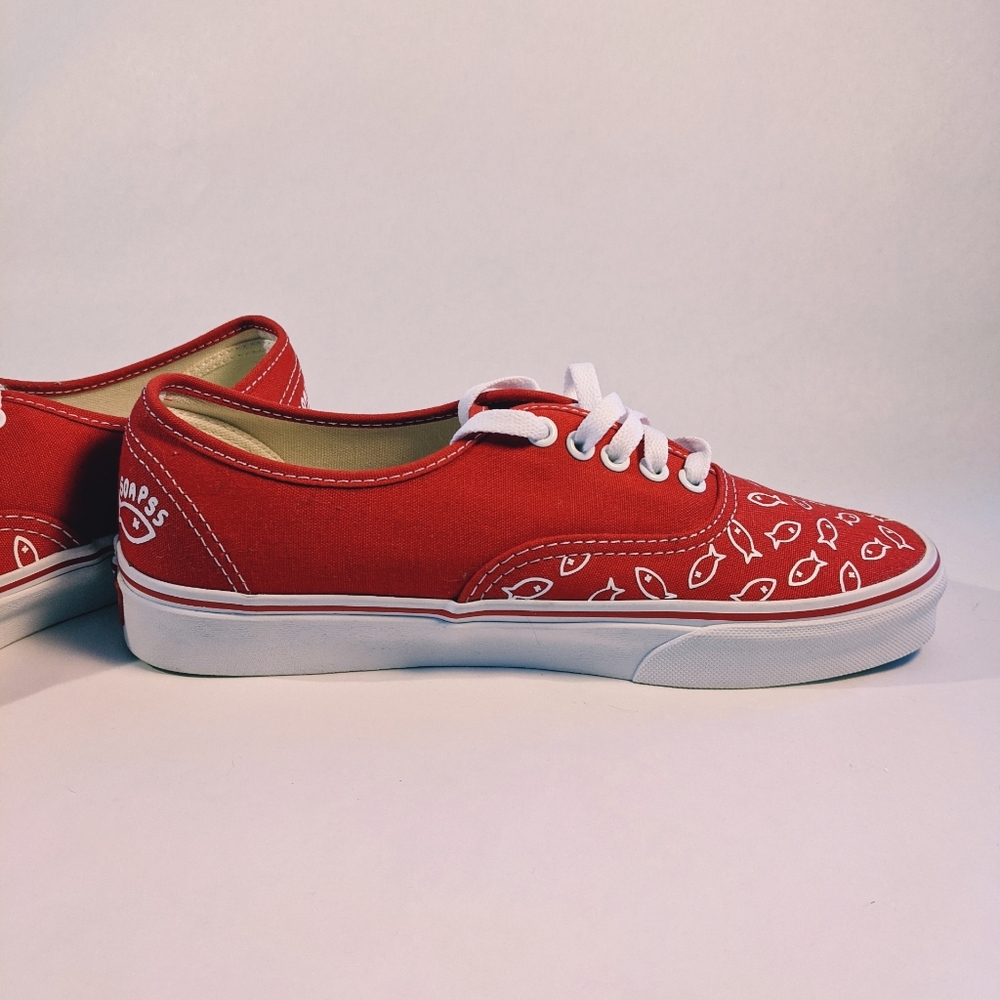 Red Vans Authentics - Custom - Picture 3 of 4